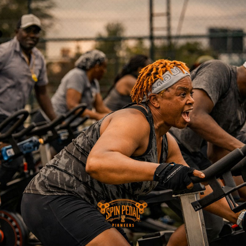 Spin Pedal Pioneers cycling session